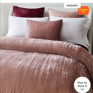 West Elm velvet duvet cover and shams. King size.